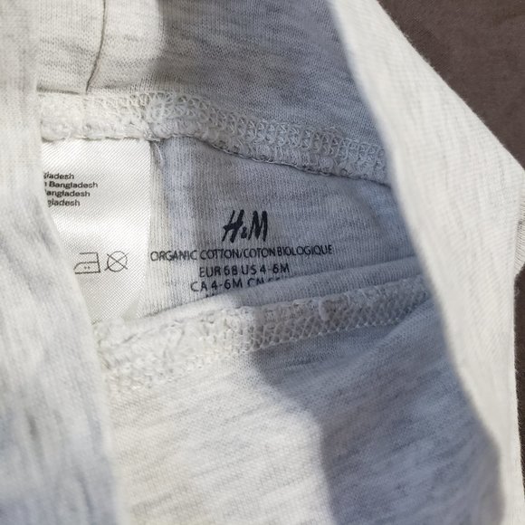 H&M Leggings Organic Cotton With Feet Grey New Arrival Tag On Bum 4-6 Month Size - Picture 3 of 5